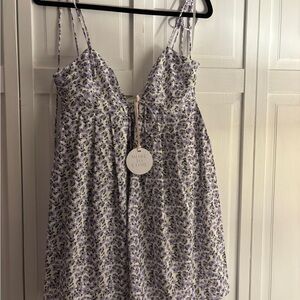 Viola tie strap dress in lavender floral More to come